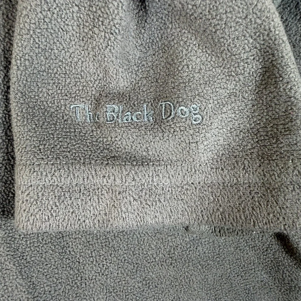 The Black Dog Mens Large Fleece Quarter Zip Pullover Olive Logo Sweater #3790